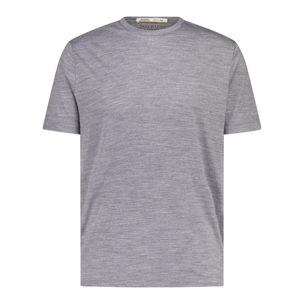 Maurizio Baldassari Wollen T-shirt Rechte Snit Ronde Hals Gray Heren