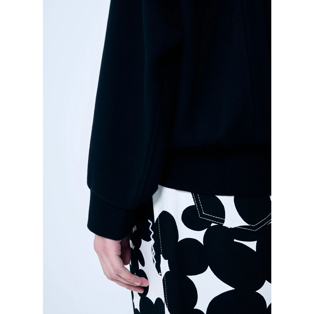 Marni Handtekening Topstitch V-Hals Sweatshirt Black Dames