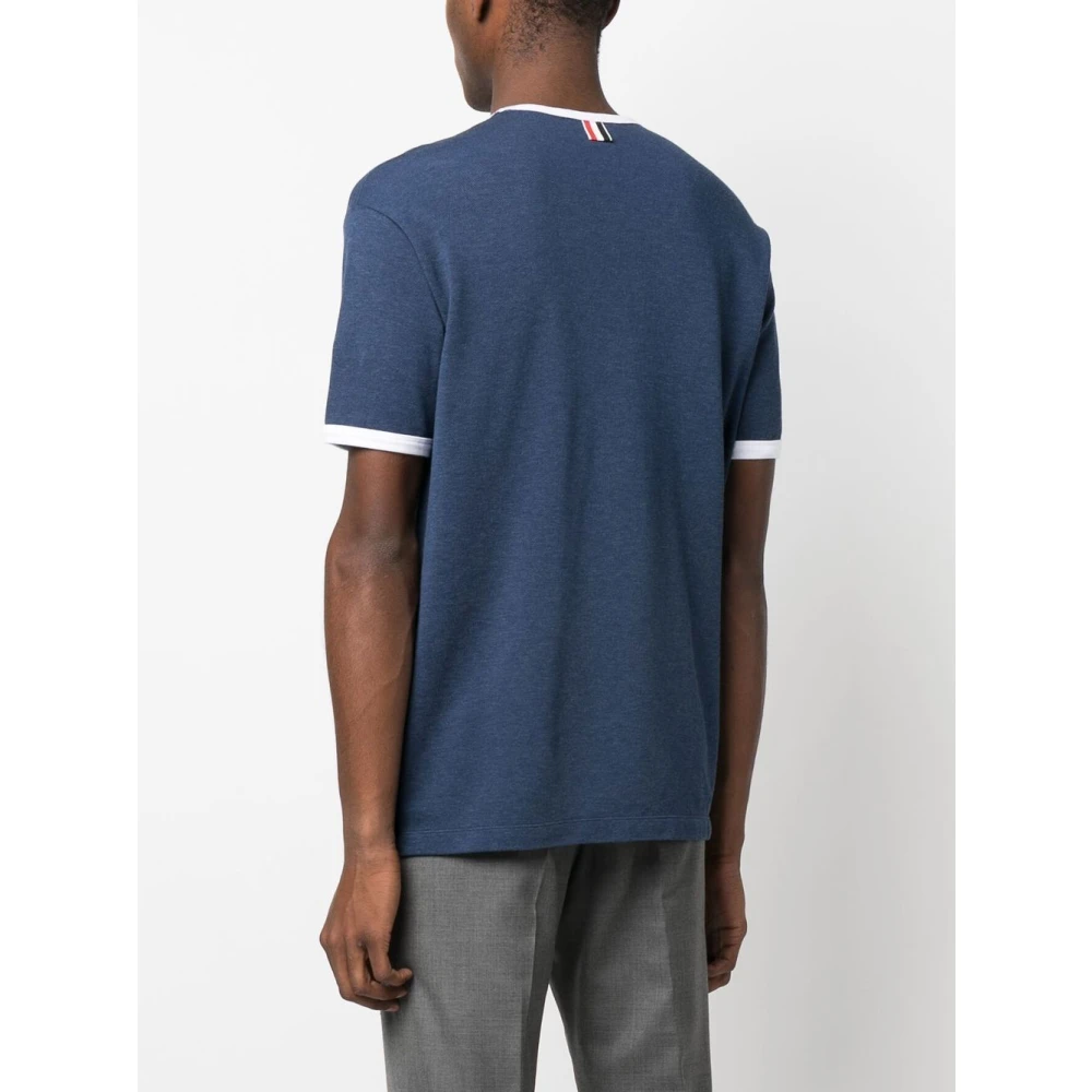 Thom Browne Blauw Gestreepte Zak T-shirt Blue Heren
