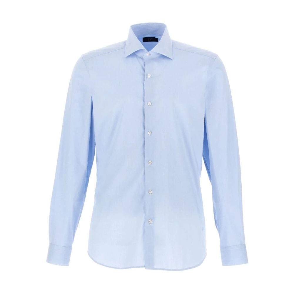 Fay Blauw Katoenmix Stretch Shirt Blue Heren