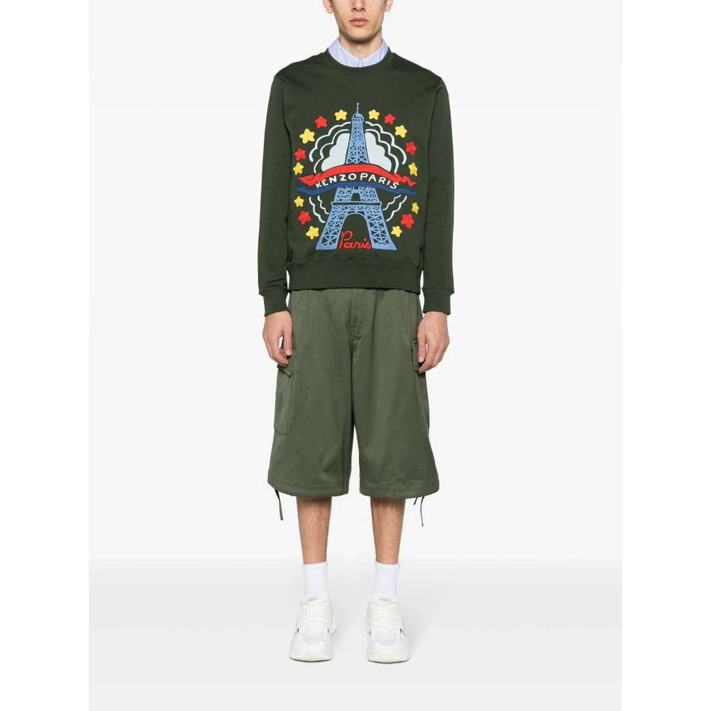 Kenzo Getekende Varsity Sweater Green Heren