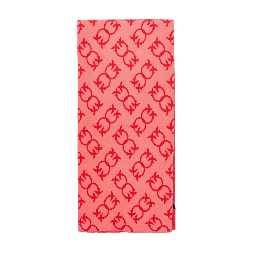 Pinko Wolmix Jacquard Logo Sjaal Red Dames