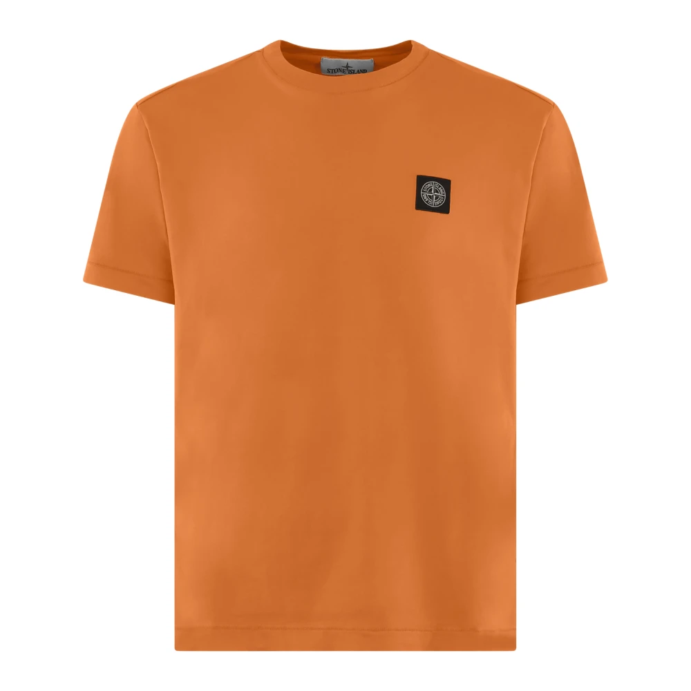 Stone Island Logo Oranje Crew Neck T-shirt Orange Heren