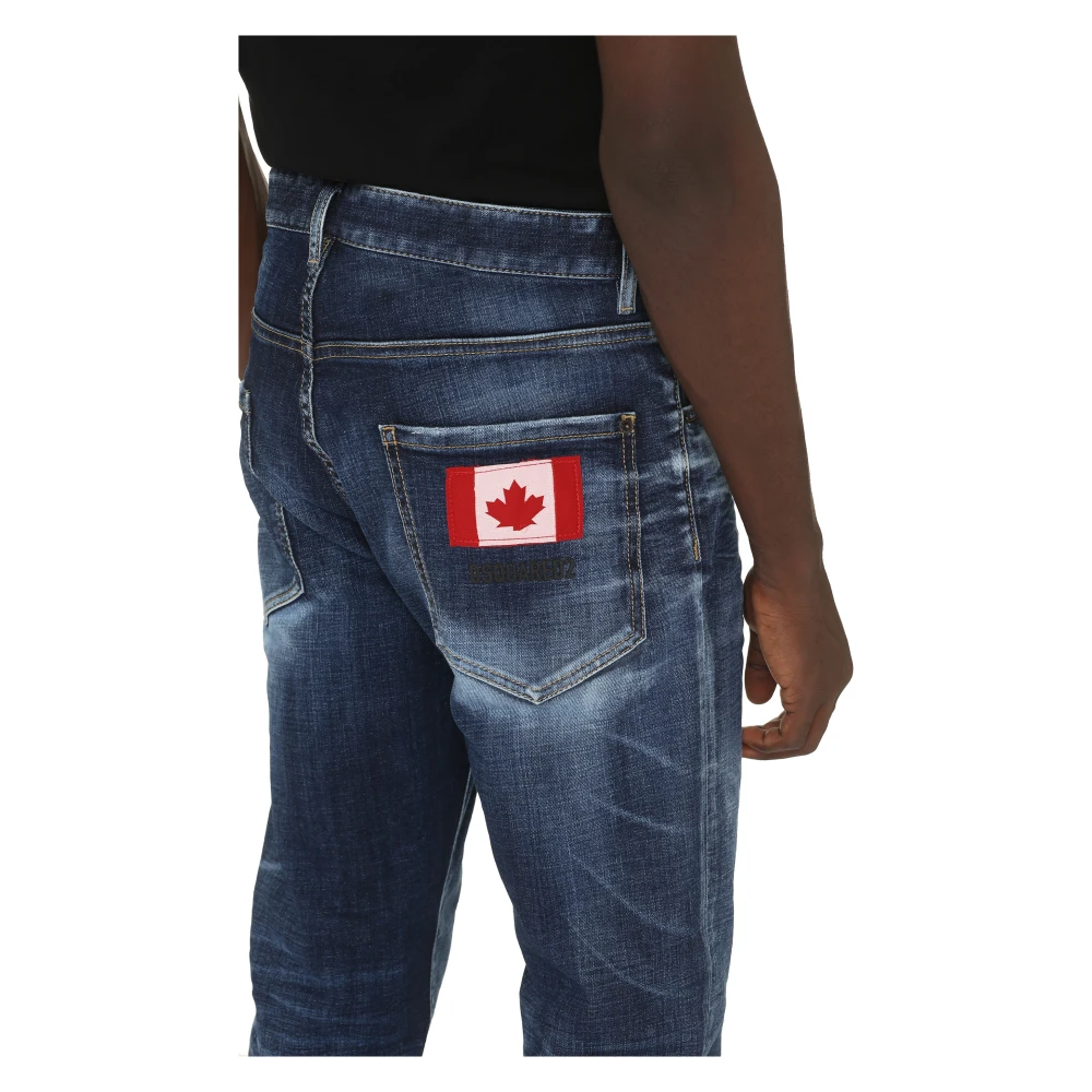 Dsquared2 Versleten Denim Jeans met Metalen Nieten Blue Heren