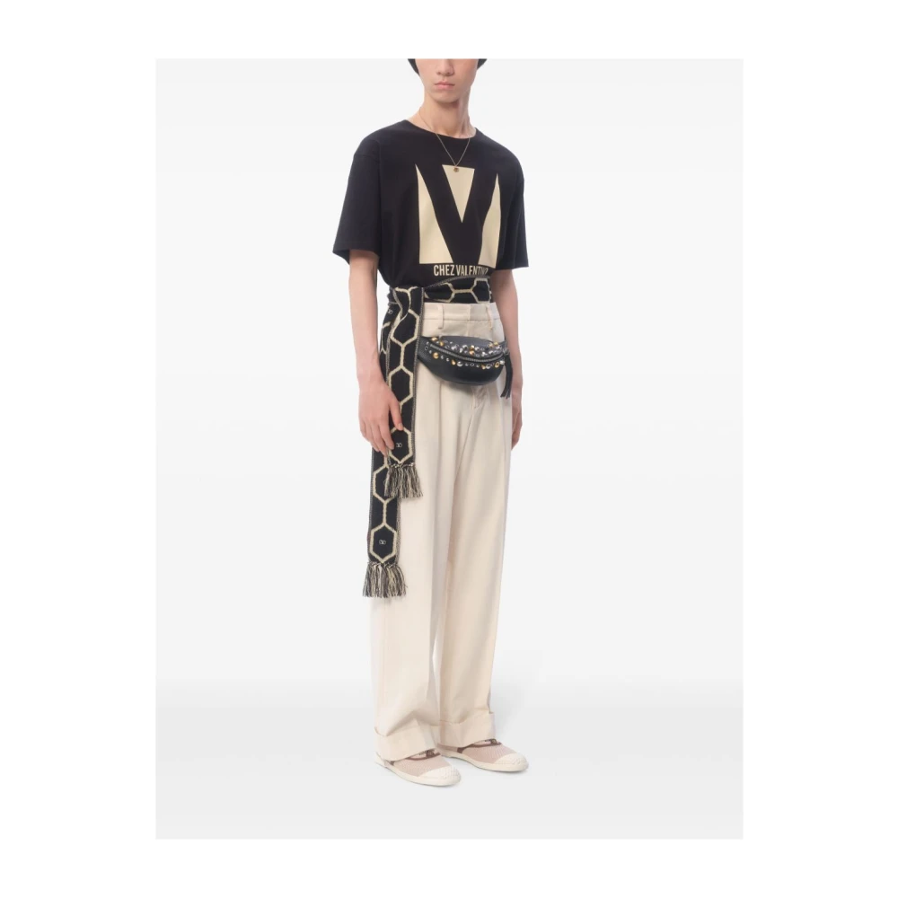 Valentino Zwart Logo Print Crew Neck T-shirt Black Heren