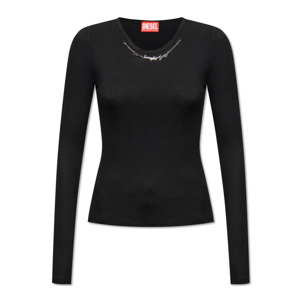 Diesel Long-sleeve top with chain necklace Black Dames