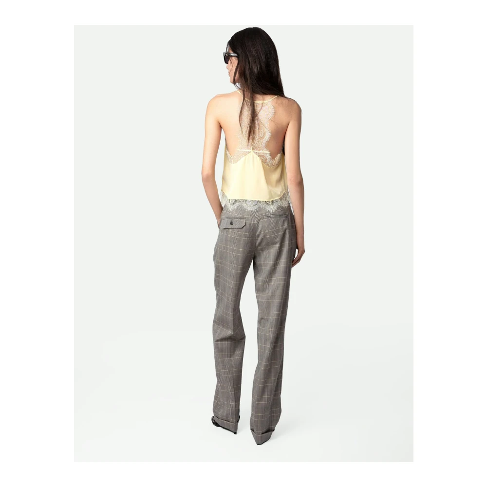 Zadig & Voltaire Grijze Wollen Geruite Pantalon Gray Dames