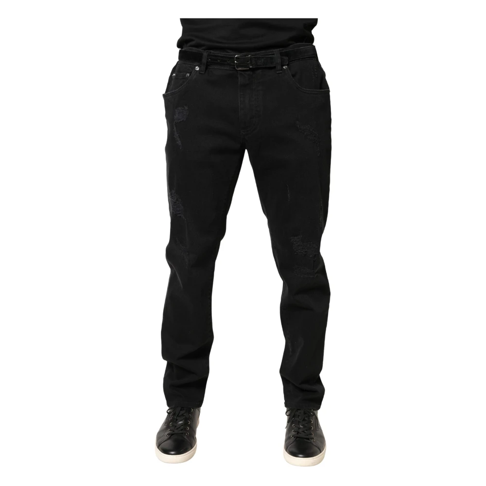Dolce & Gabbana Men's Blue Slim Fit Jeans, 4XL, Tattered Skinny Cotton Denim Jeans