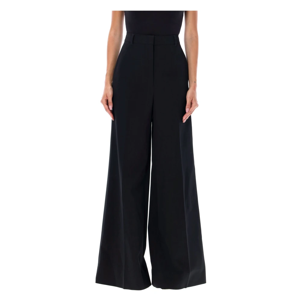 Stella Mccartney Zwarte Flared High-Waisted Wijde Pijp Broek Black Dames