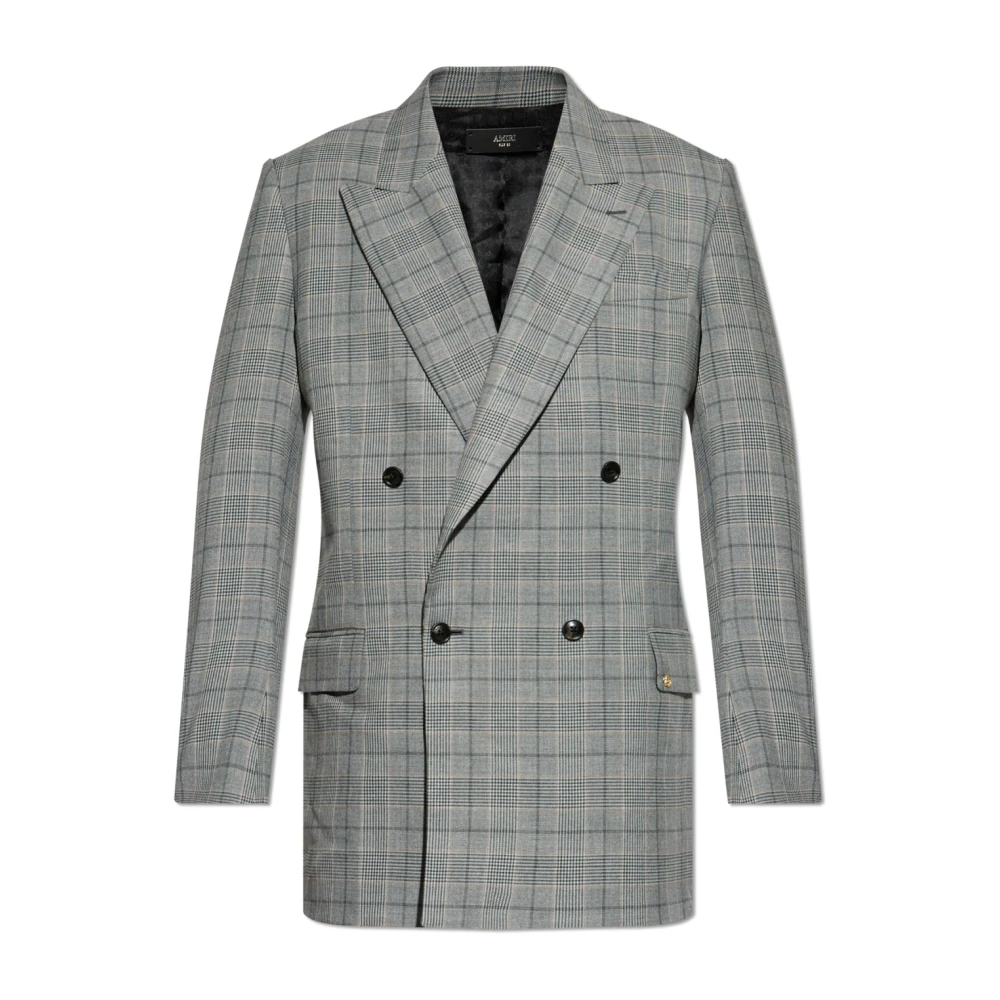 Amiri Uomo Grigio - Blazer Doppiopetto Con Motivo A Quadri - Jackets - L
