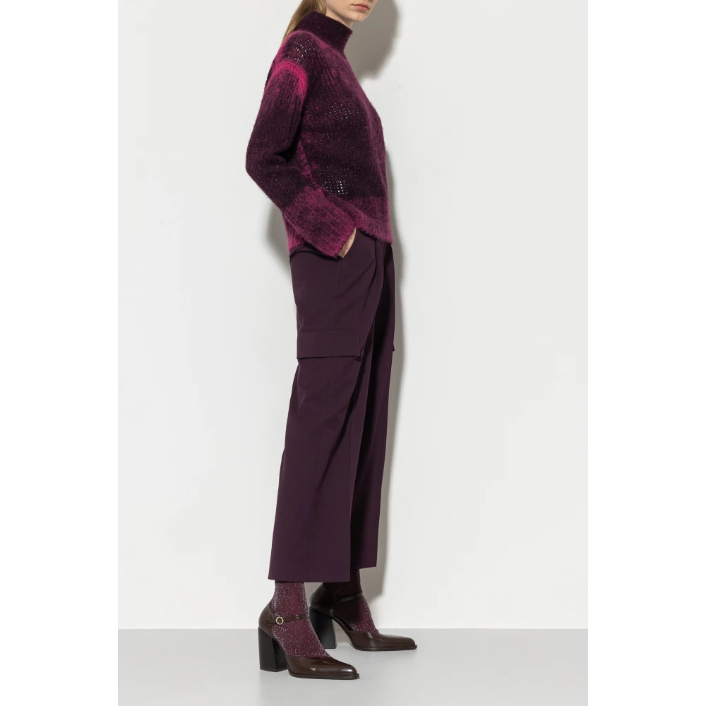 LUISA CERANO Cargo Broek in Zacht Techno Wol Red Dames