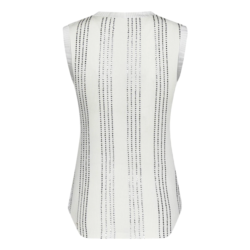 The Attico Witte Geribbelde Tanktop met Kristallen White Dames