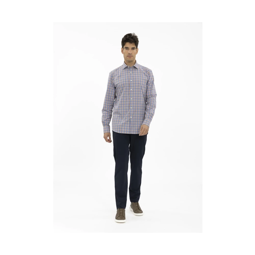 Ermenegildo Zegna Geruite sportshirt Blue Heren
