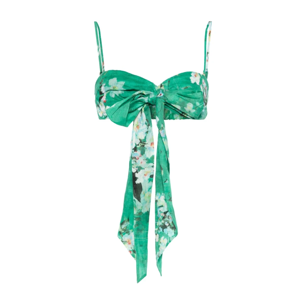 Zimmermann Women's Green Everley Draped Bow Bralette - Sleeveless Tops - Xs - Tops