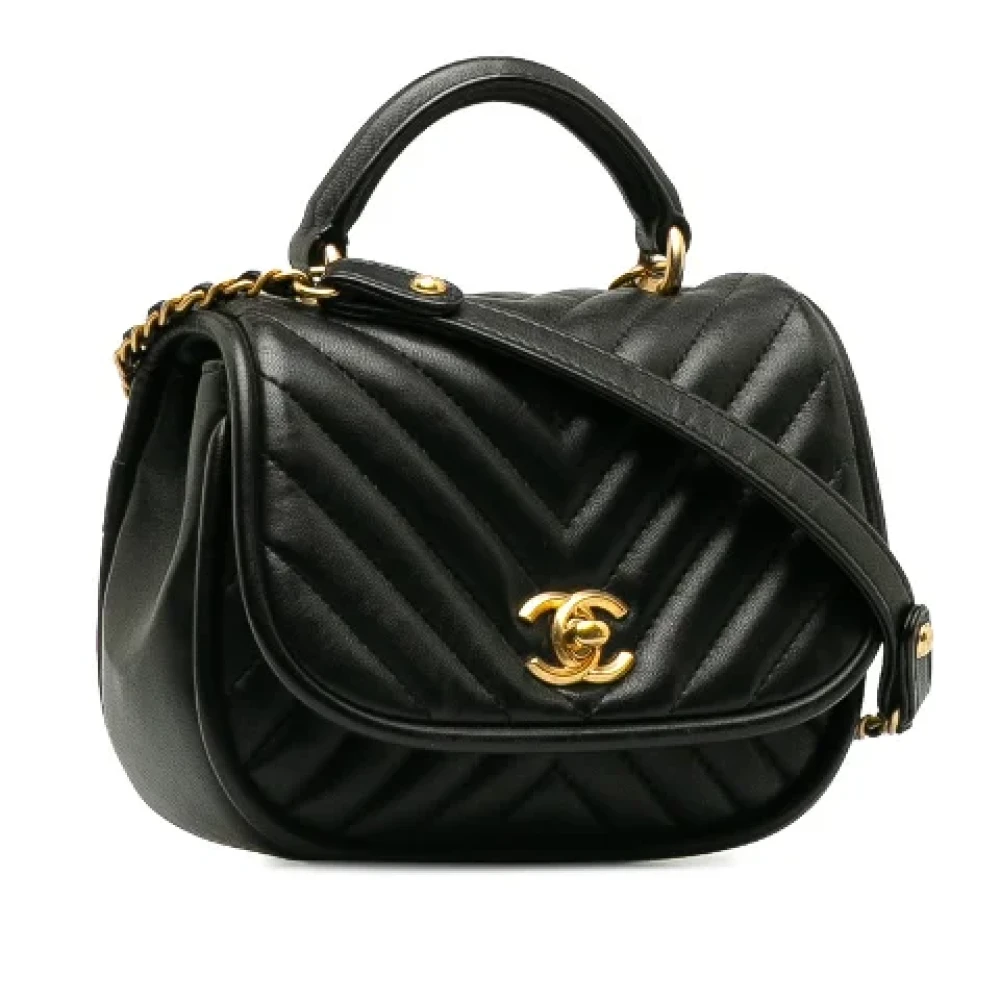 Chanel Vintage Pre-owned Leather crossbody-bags Black Dames
