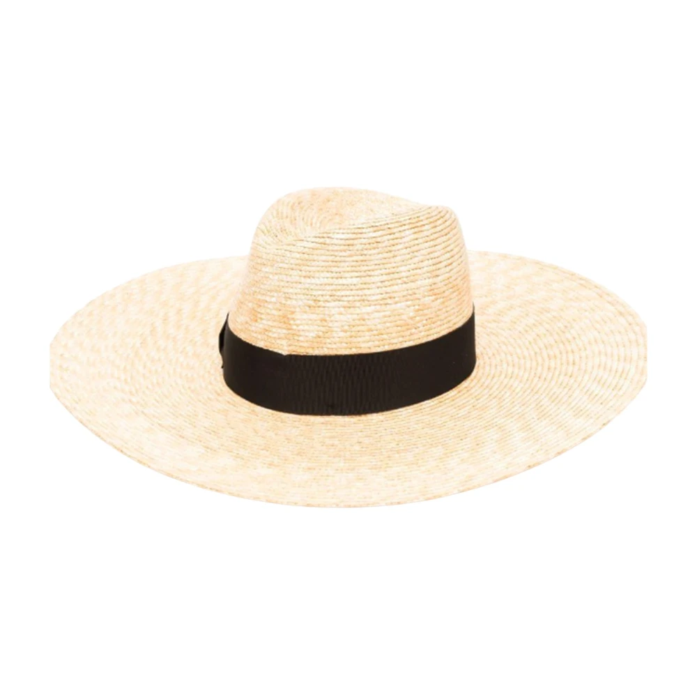 Borsalino Stro gevlochten breedgerande hoed Beige Dames