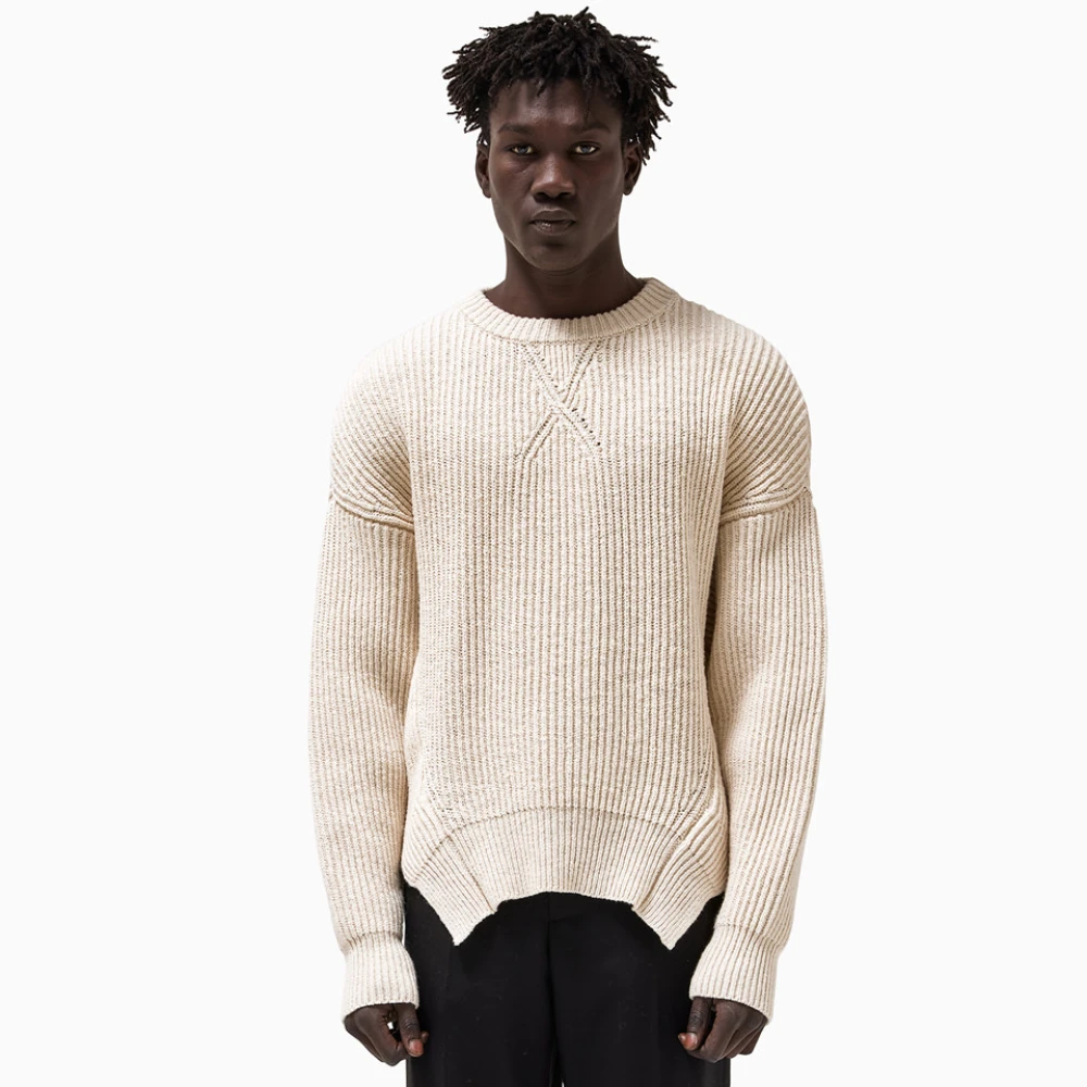 Jil Sander Italiaanse Ribgebreide Trui Beige Heren