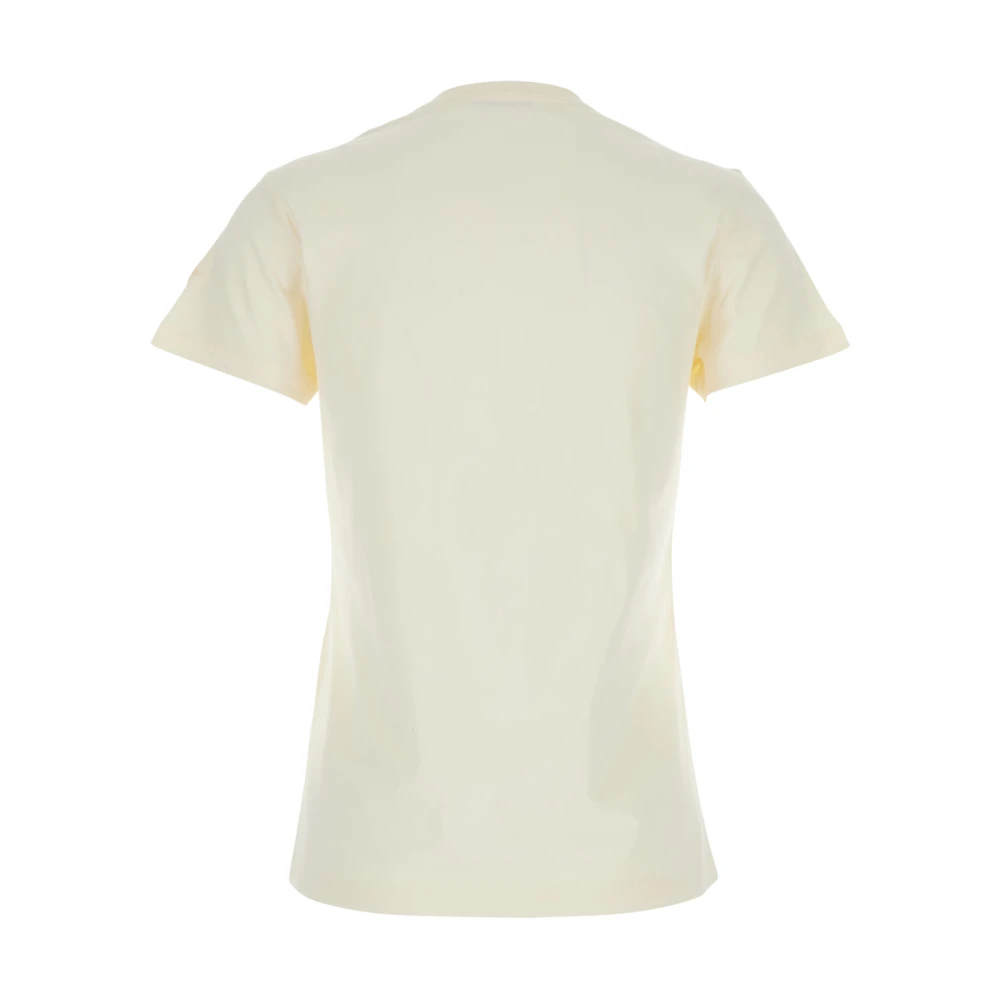 Moncler Wit Logo Geborduurd T-shirt Vrouw Katoen White Dames