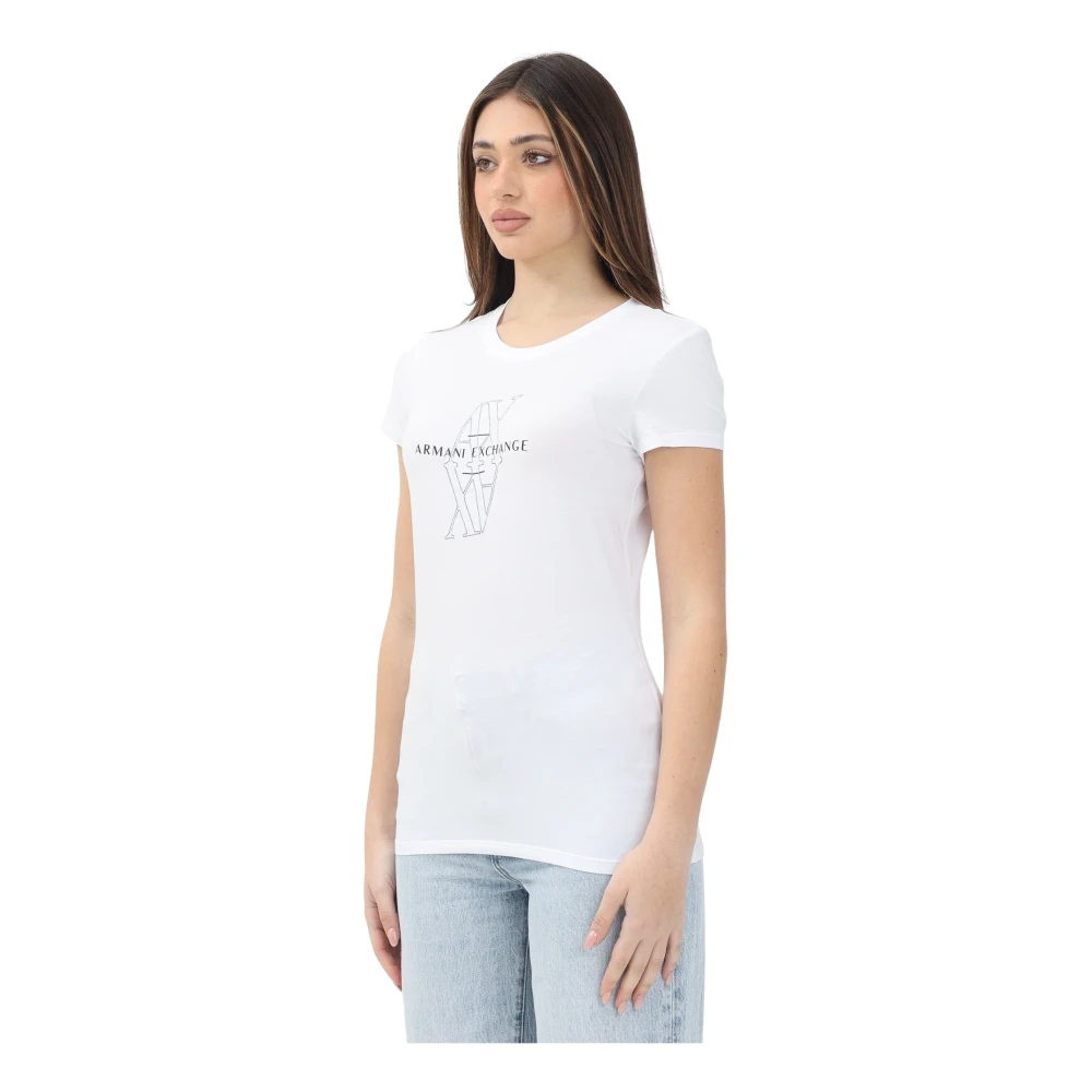 Armani Exchange Wit T-shirt met korte mouwen voor dames Modern ontwerp White Dames