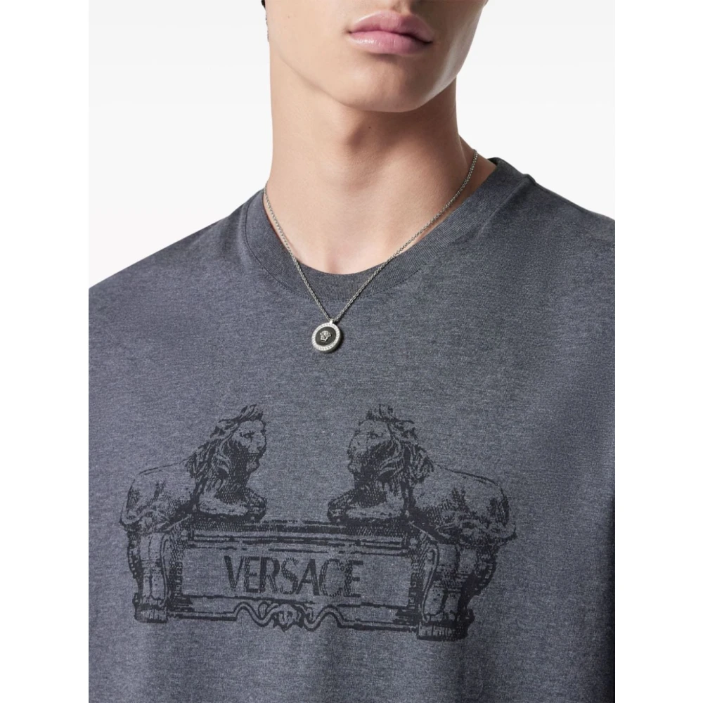 Versace Donkergrijze Melange T-Shirt Gray Heren