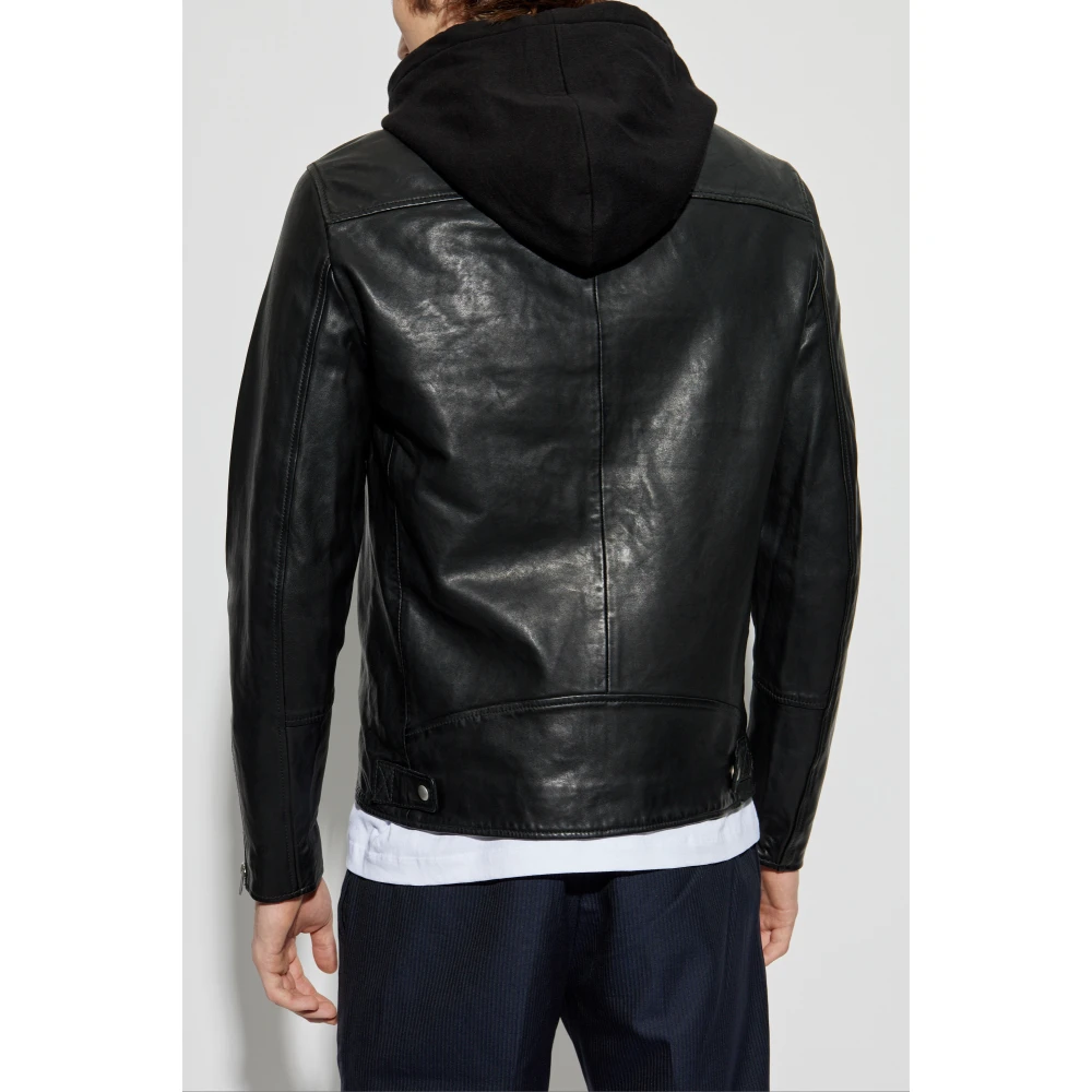 AllSaints Leren jas Harwood Black Heren