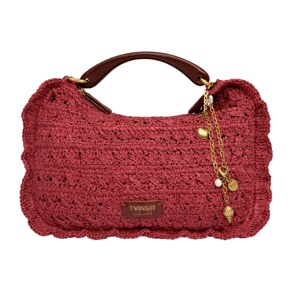 Twinset Women's Pink Woven Crochet Handbag - Handbags - One Size - Bags