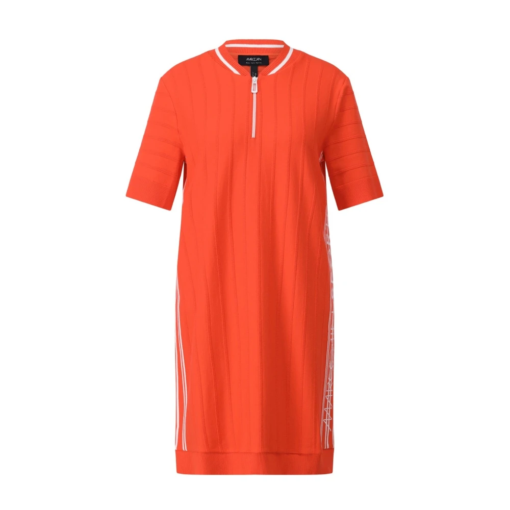 Marc Cain Sportieve Logo Gestreepte Gebreide Jurk Red Dames