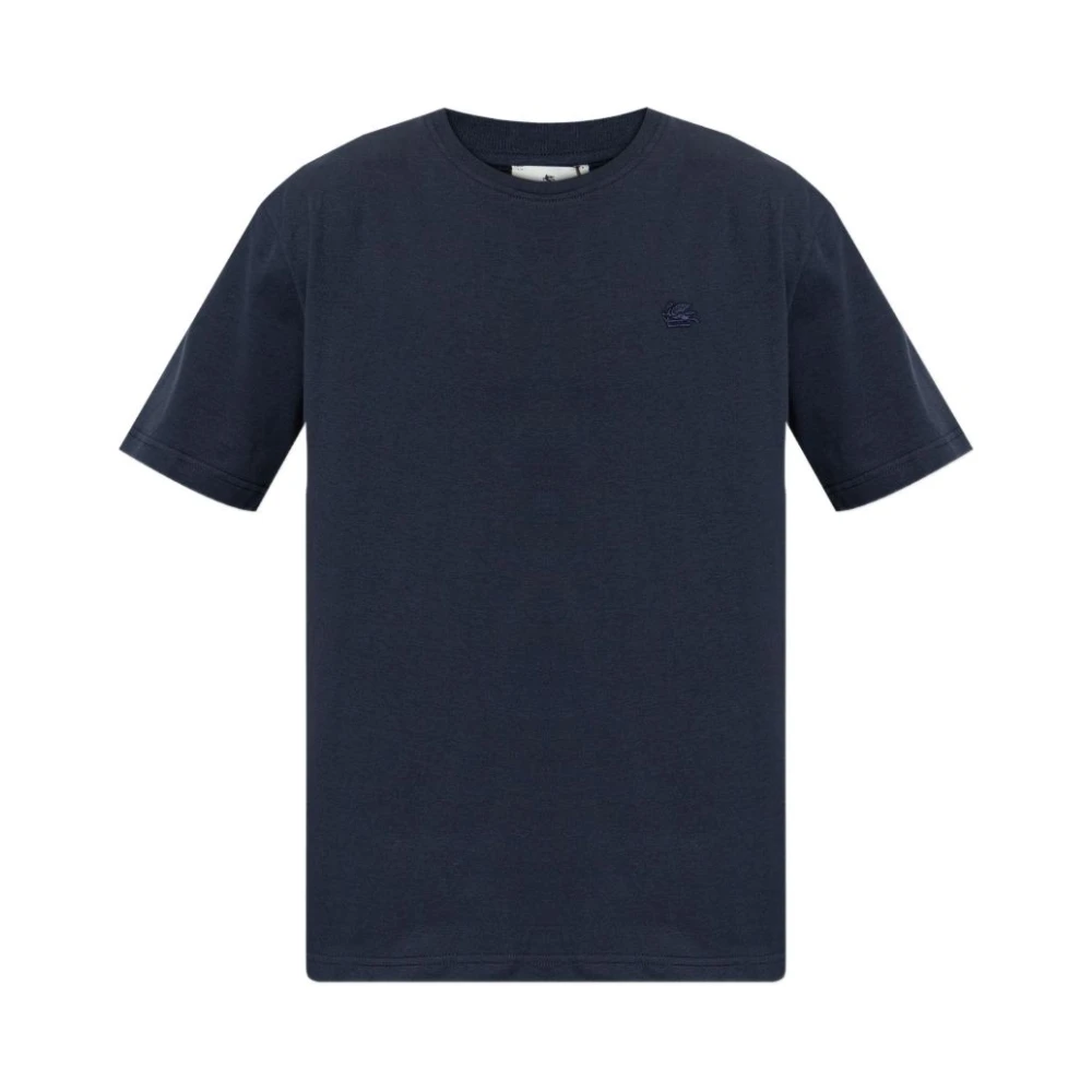 Etro Men's Blue Pegaso Embroidered Crewneck T-Shirt - T-Shirts - 2XL - Tops