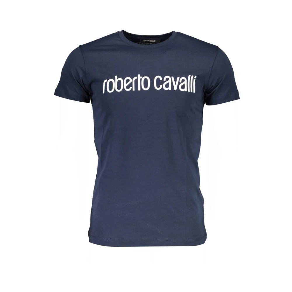 Roberto Cavalli Men's Blue T-Shirts, 2XL, Cotton T-Shirt