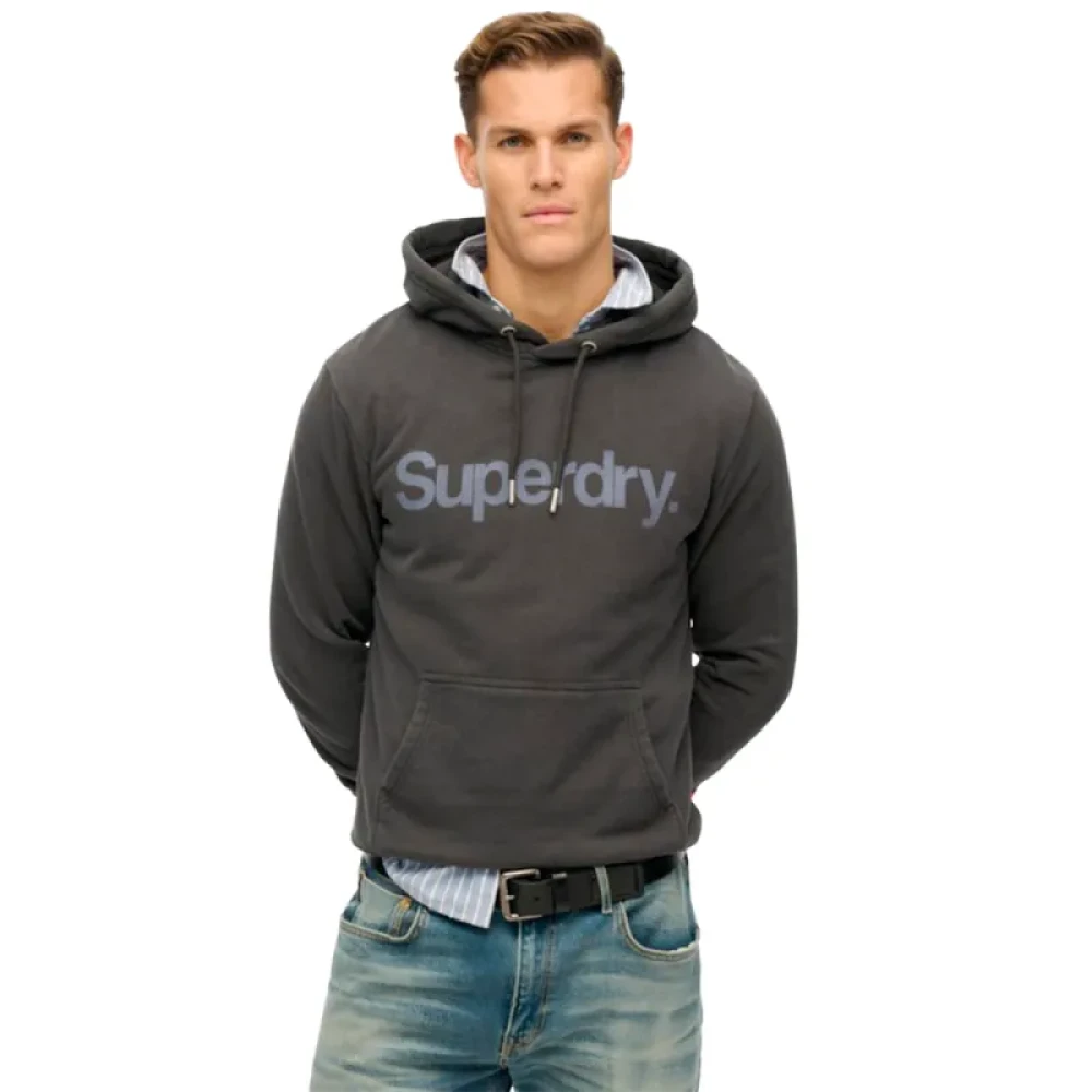 Superdry Uomo Nero Felpa Con Cappuccio Core Logo City - Immagine 2