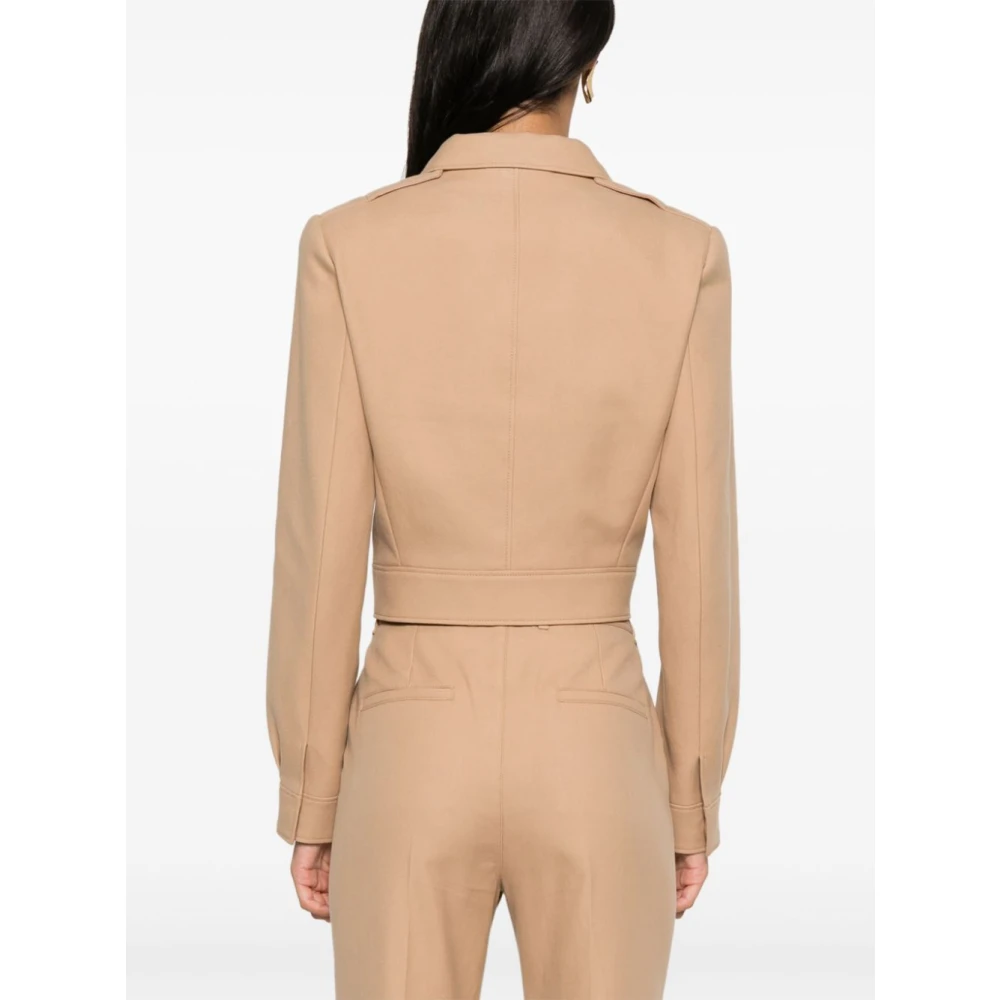 Chloé Korte Camel Jas met Gouden Knopen Brown Dames