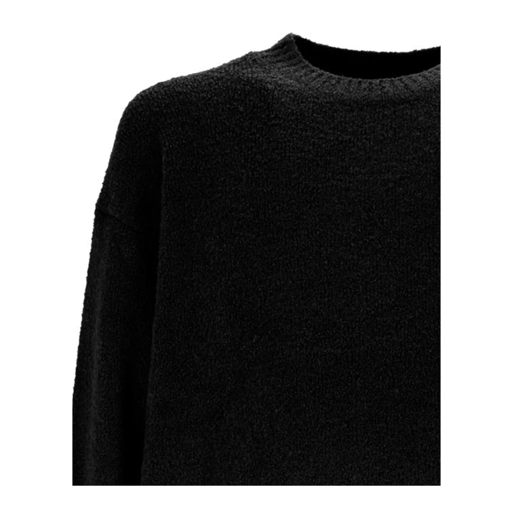 Amish Boucle Gebreide Trui in Zwart Black Heren