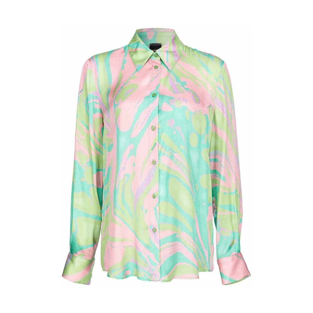 Pinko Multicolor Satijnen Print Shirt Green Dames