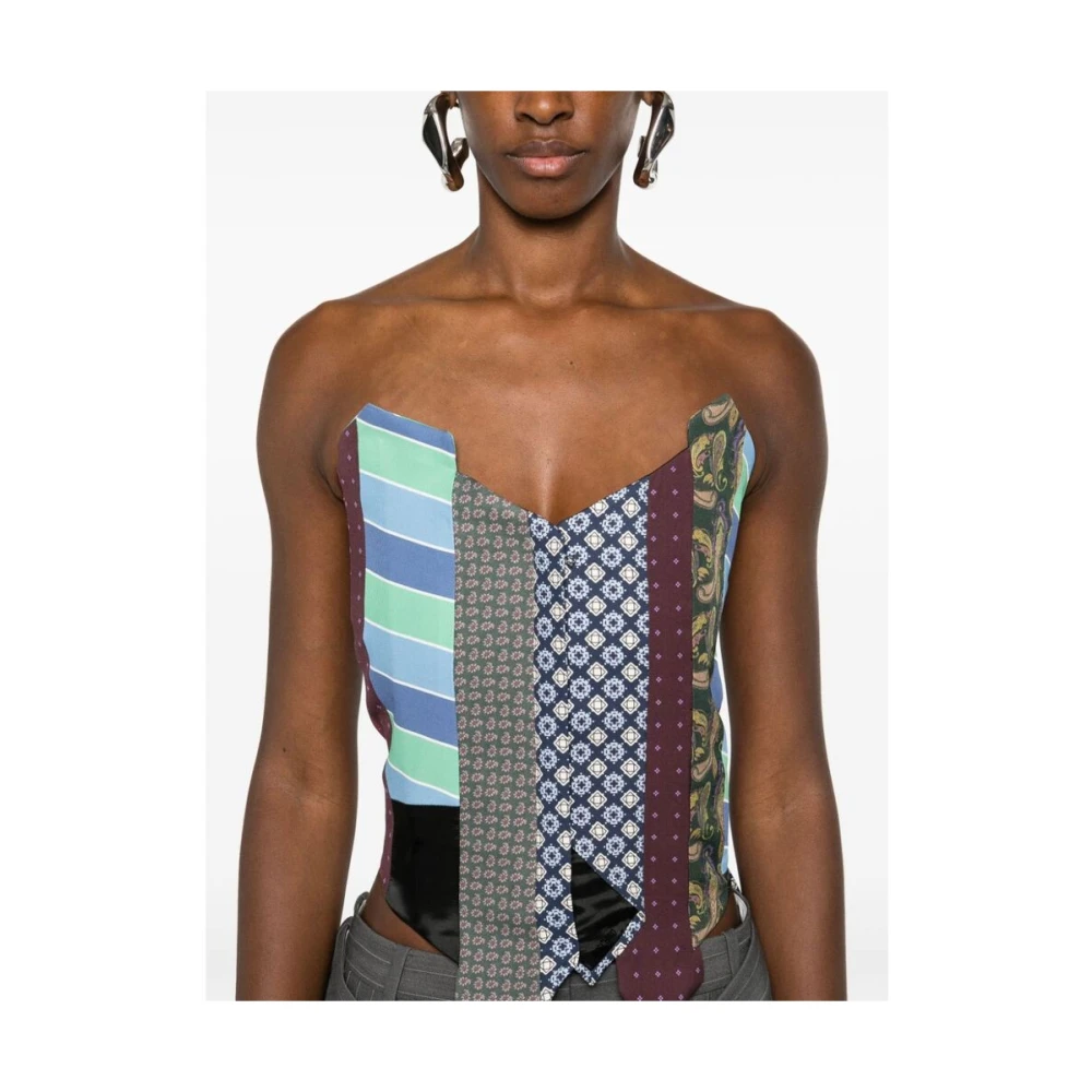 Moschino Patchwork Bandeau Korsetstijl Top Multicolor Dames
