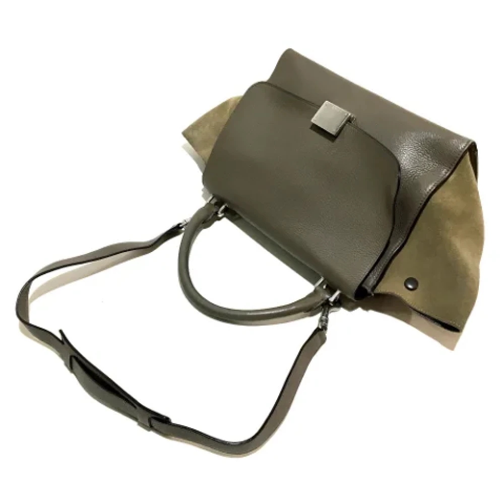 Celine Vintage Pre-owned Leather handbags Green Dames