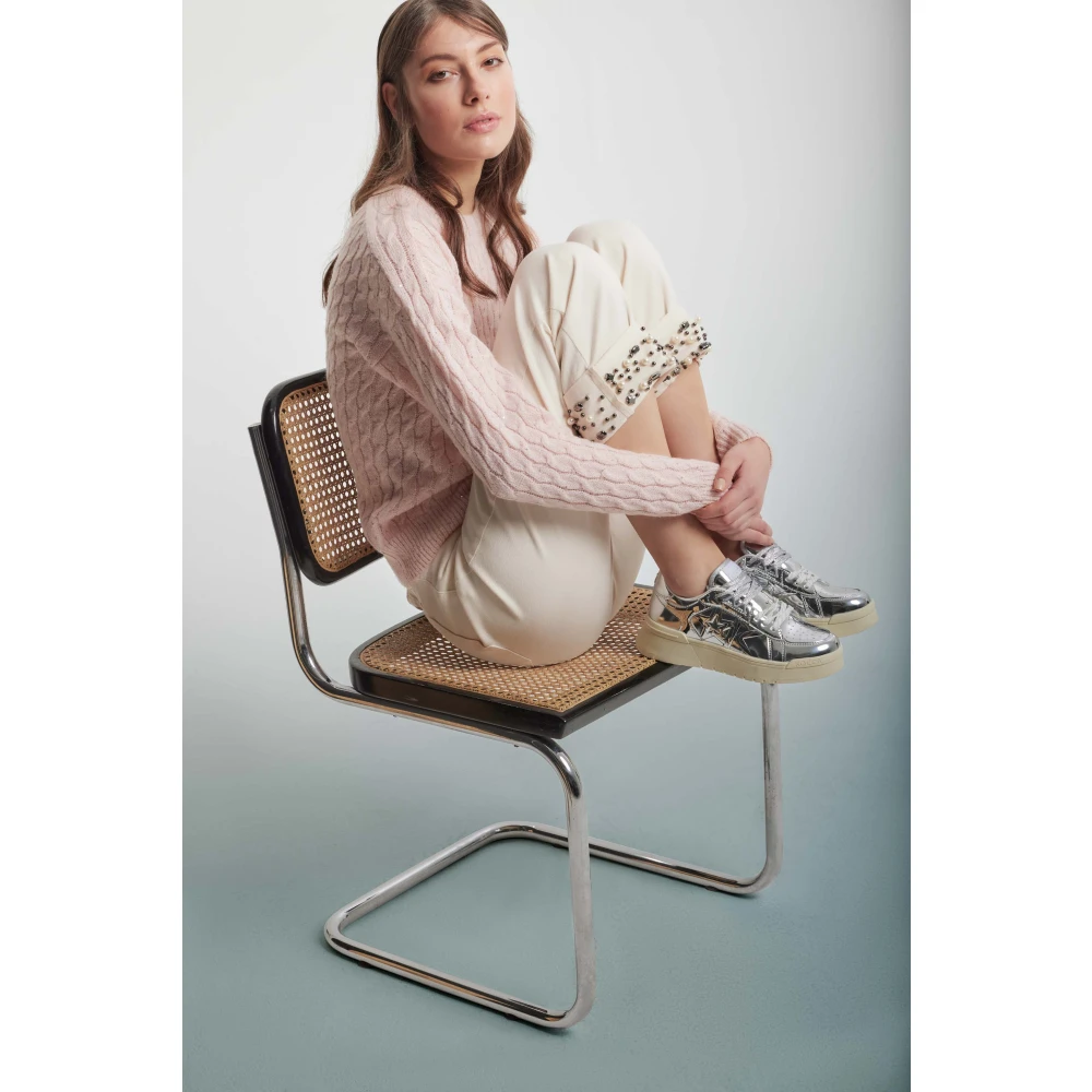 Kocca Betoverende Cable Knit Jumper Pink Dames