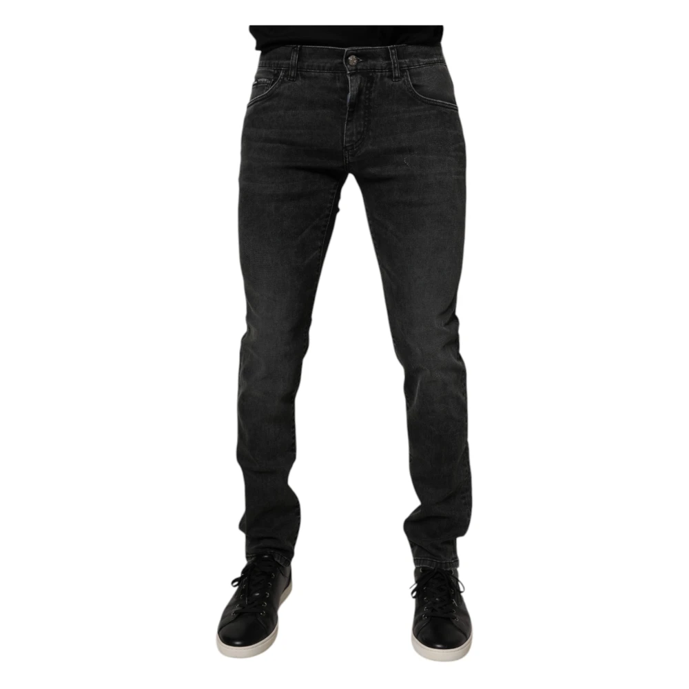 Dolce & Gabbana Men's Black Slim-Fit Jeans,, Stretch Skinny Denim Jeans 2XL