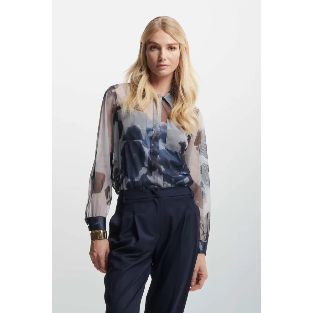 Kocca Abstract Laagjes Patroon Shirt Blue Dames