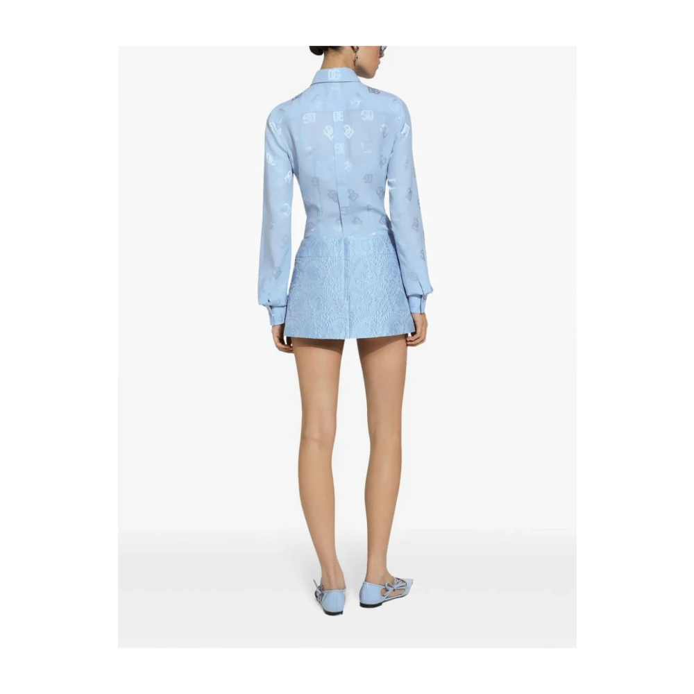 Dolce & Gabbana Brokaat Mini Rok Blue Dames