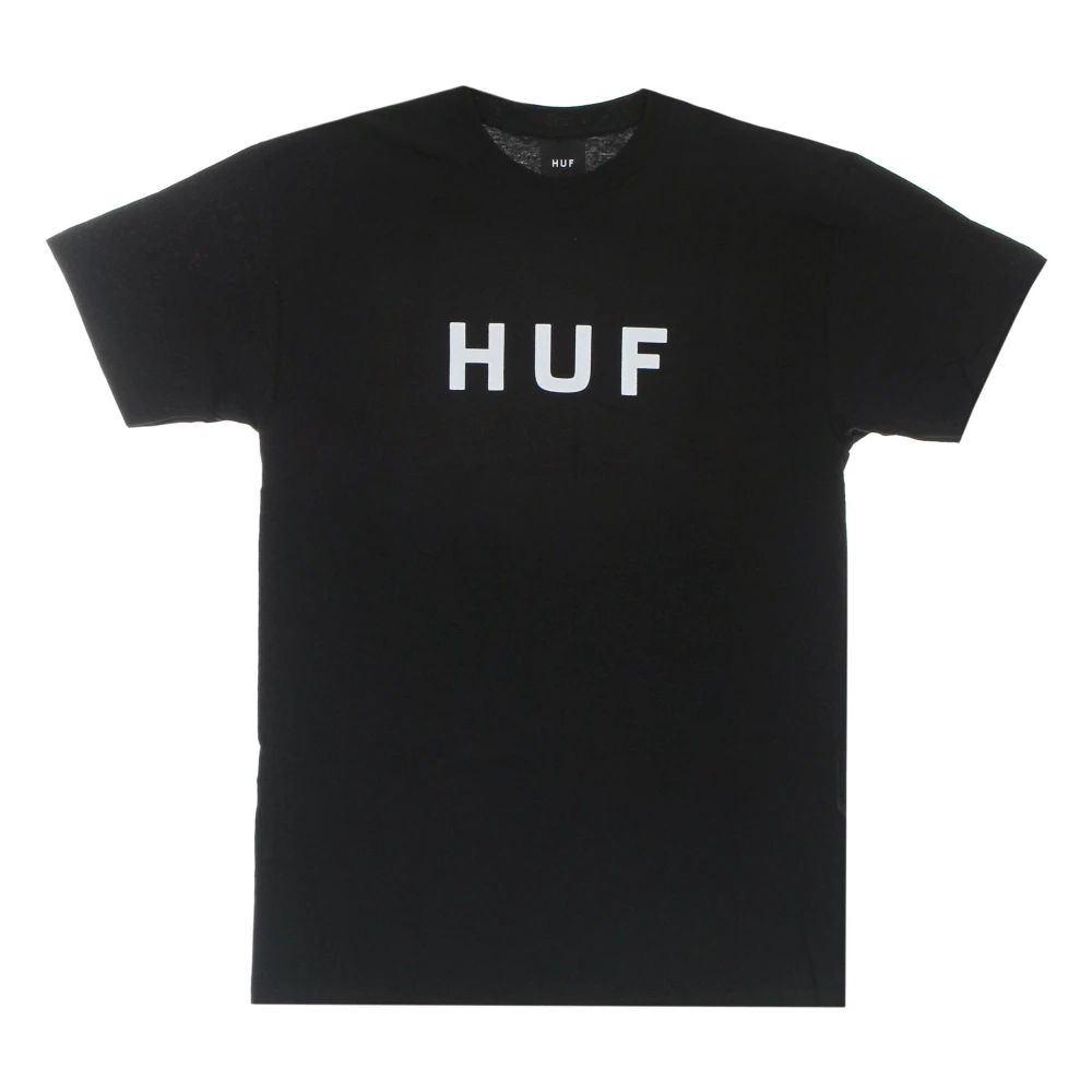 HUF Zwart Logo Tee Korte Mouw T-shirt Black Heren