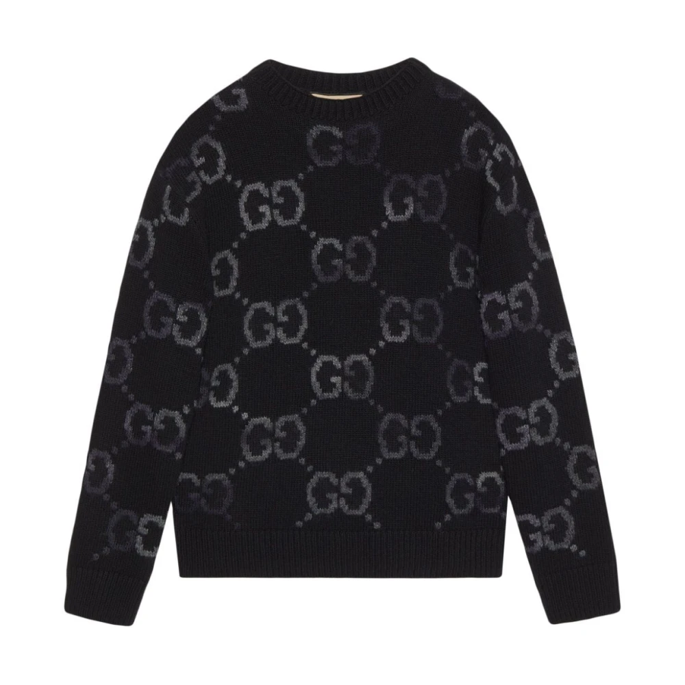 Gucci GG Jacquard Sweater met Handtekeningpatroon Black Heren