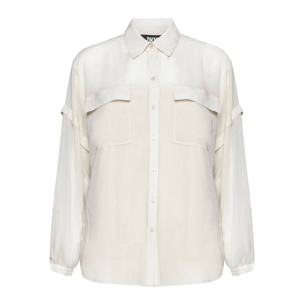 DKNY Chiffon Crepe Layered Sleeve Shirt Beige Dames
