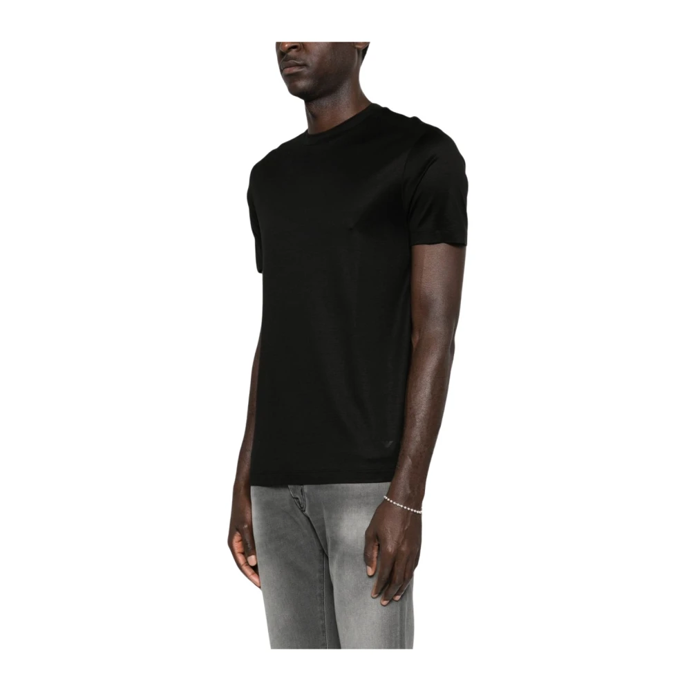 Emporio Armani Mannelijk Zwart Tops Heren, Xl, Katoen, T-Shirt Met Ronde Hals