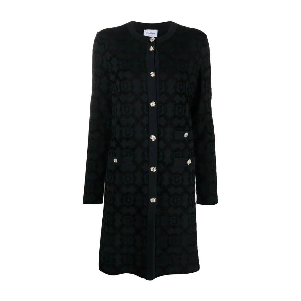 Ferragamo Women's Black Casual Coat With Viscose Blend - Single-Breasted Coats - M - Coats
