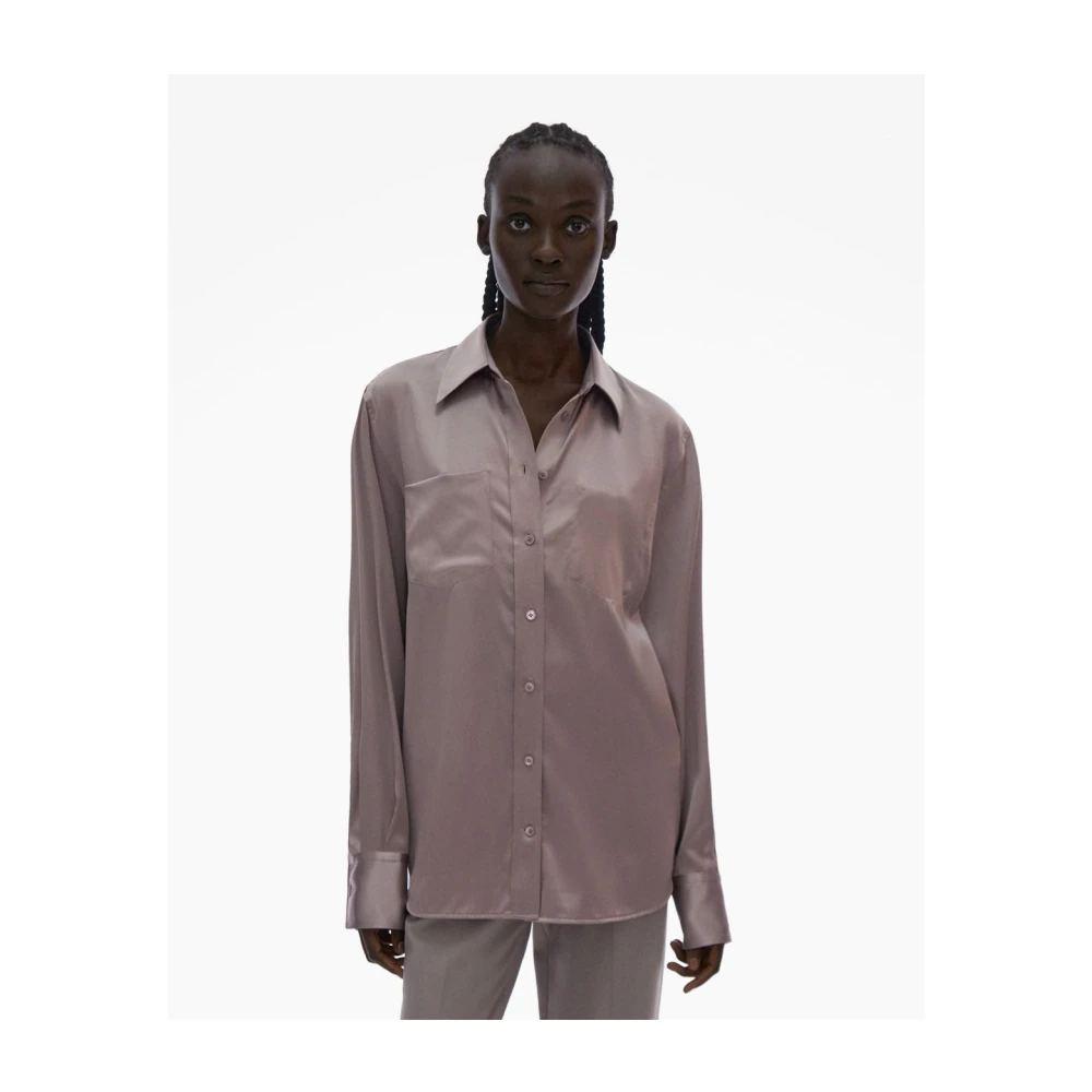 Helmut Lang Zijden Shirt Elegant Knoopsluiting Purple Dames