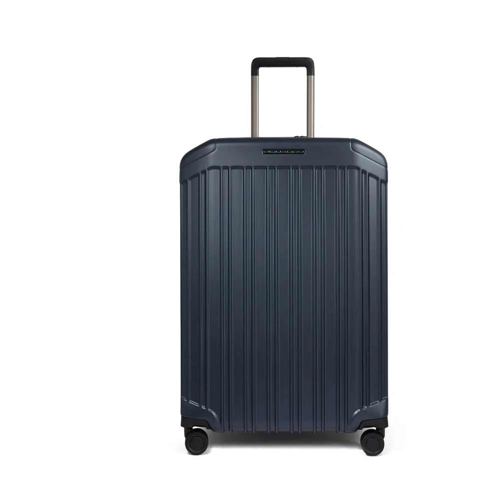 Piquadro Uitbreidbare Harde Schaal Vierwieler Trolley Blue Unisex