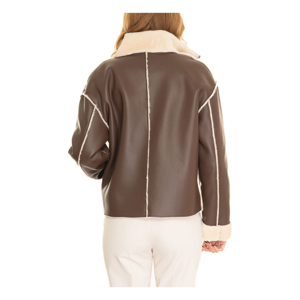Pennyblack Omkeerbare shearling jas met bontafwerking Brown Dames