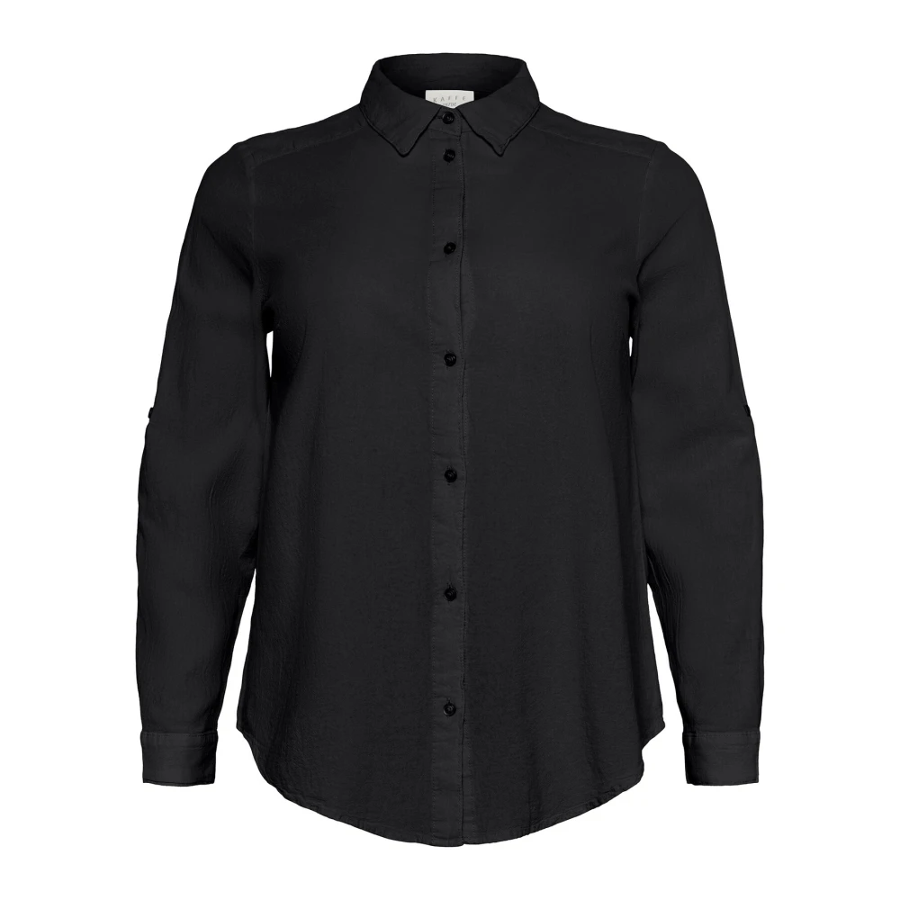 Kaffe Curve Zwart Diep Overhemdblouse Stijlvol Black Dames