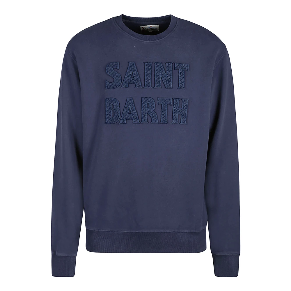 MC2 Saint Barth Blauwe Logo Sweatshirt voor Heren Blue Heren