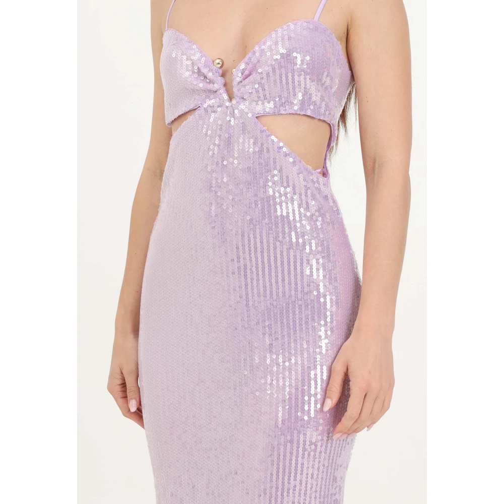 PATRIZIA PEPE Lila Paillet Midi Jurk Purple Dames